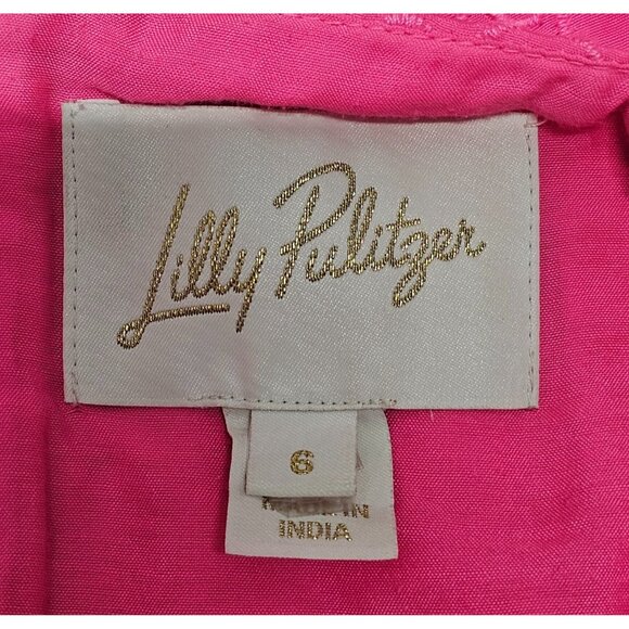 Lilly Pulitzer Women's Pink Shelli Eyelet A-Line Dress With Bow Back Sz 6 2875 - Picture 7 of 13